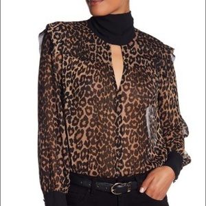 Rachel Roy Leonard print keyhole blouse